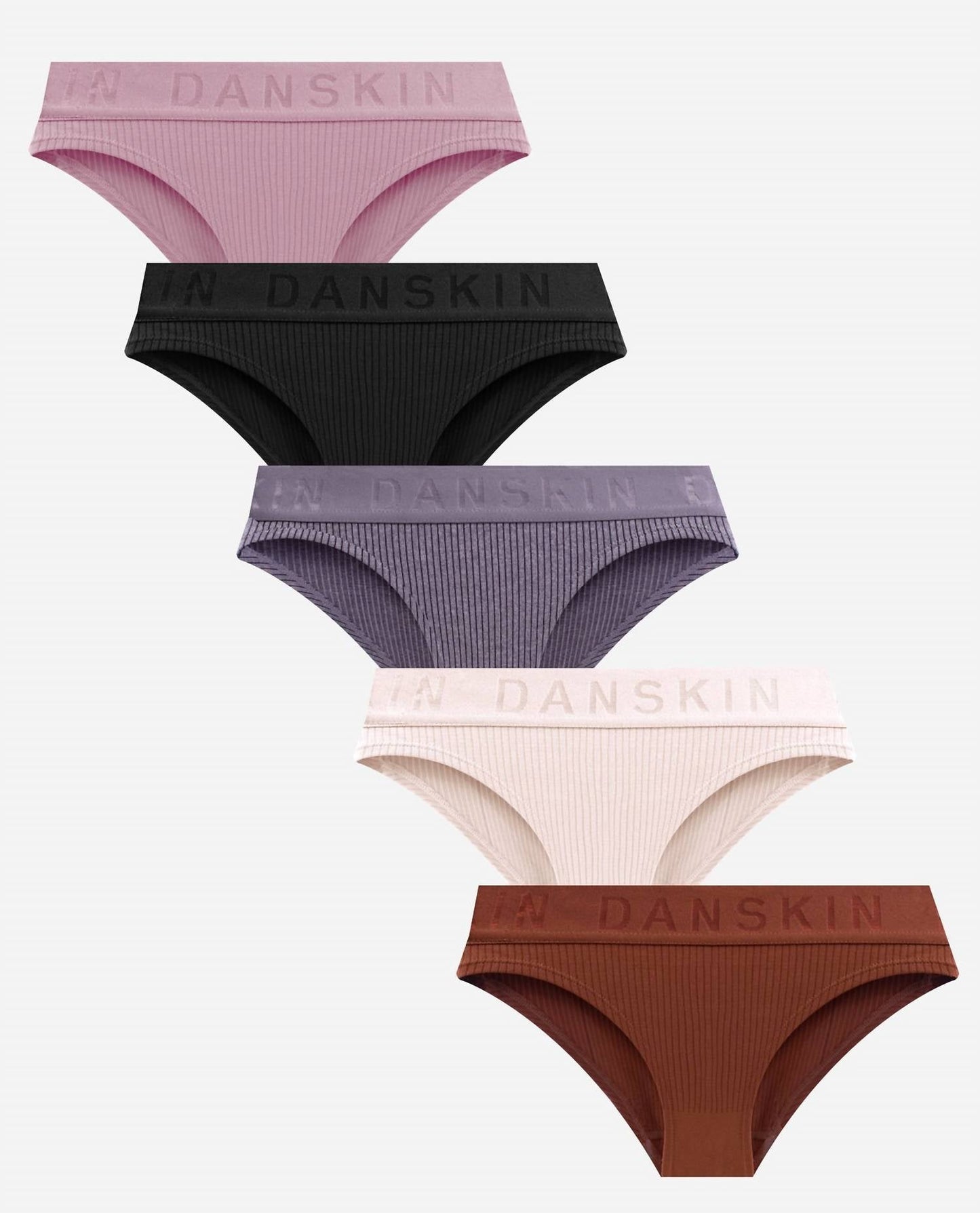 Danskin - Women's 5-pack Ribbed Bikini Underwear