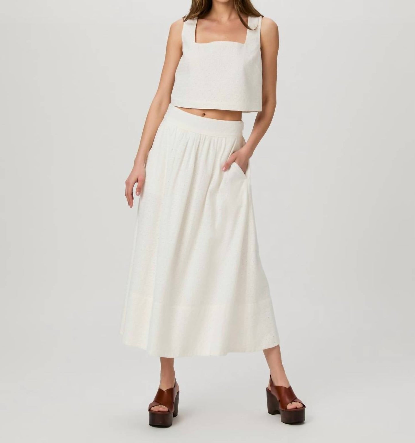 Paige - Ojai Eyelet Midi Skirt
