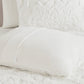 King/Cal King 3 Piece Tufted Cotton Chenille Damask Duvet Cover Set