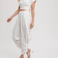 Bluivy - Cropped Ribbon Tie-back Top With Matching Harem Pants