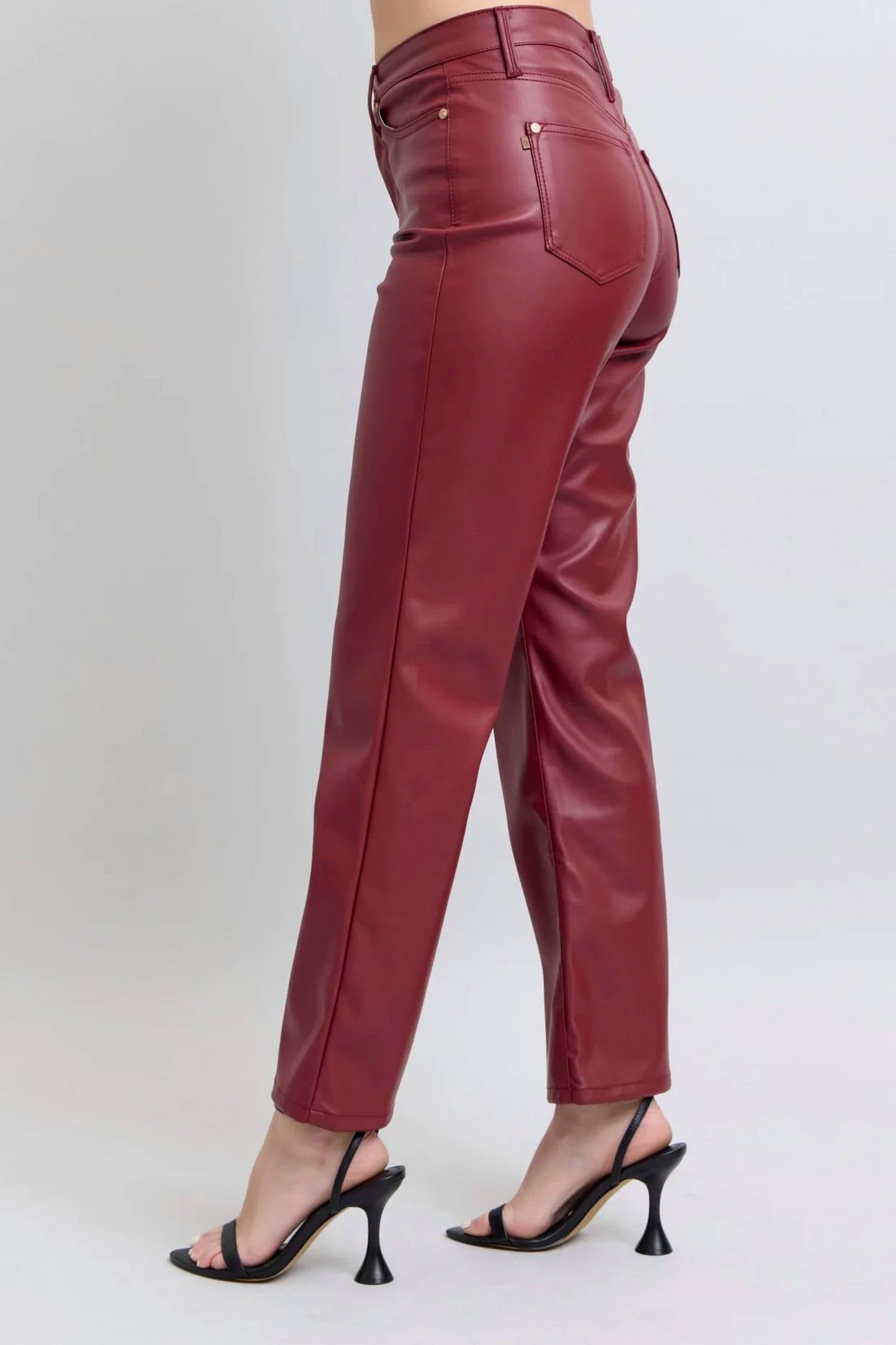 Judy Blue - Tummy Control Faux Leather Straight Pants