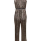 Aidan By Aidan Mattox - Sleeveless Piping Detail Tie Metallic Lurex Jumpsuit
