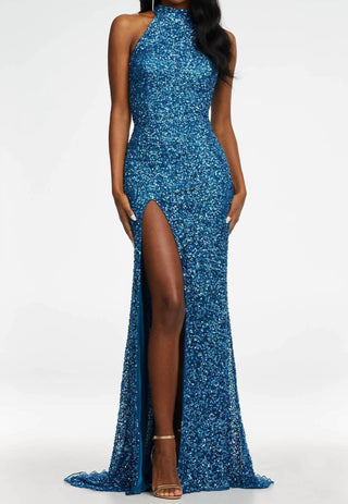 Ashleylauren - Sequin Halter Gown