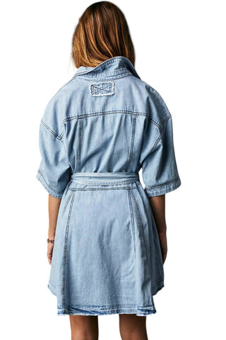 Free People - Blusa Túnica Jeans Jenny