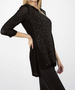 Frank Lyman - Top de malha alta e baixa com strass