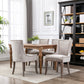 A&A Furniture Ultra Side Dining Chair with Thickened Fabric and Bronze Nail Head, Beige, Set of 2