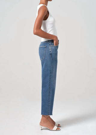 Agolde - Ren Raw Hem High Waist Ankle Wide Leg Jeans
