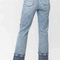 Judy Blue - Vintage Plaid Cuff Straight Leg Jean