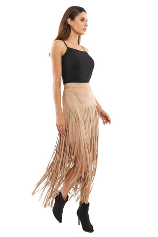 Adore - Saia midi com borlas de camurça Boho da Nikki