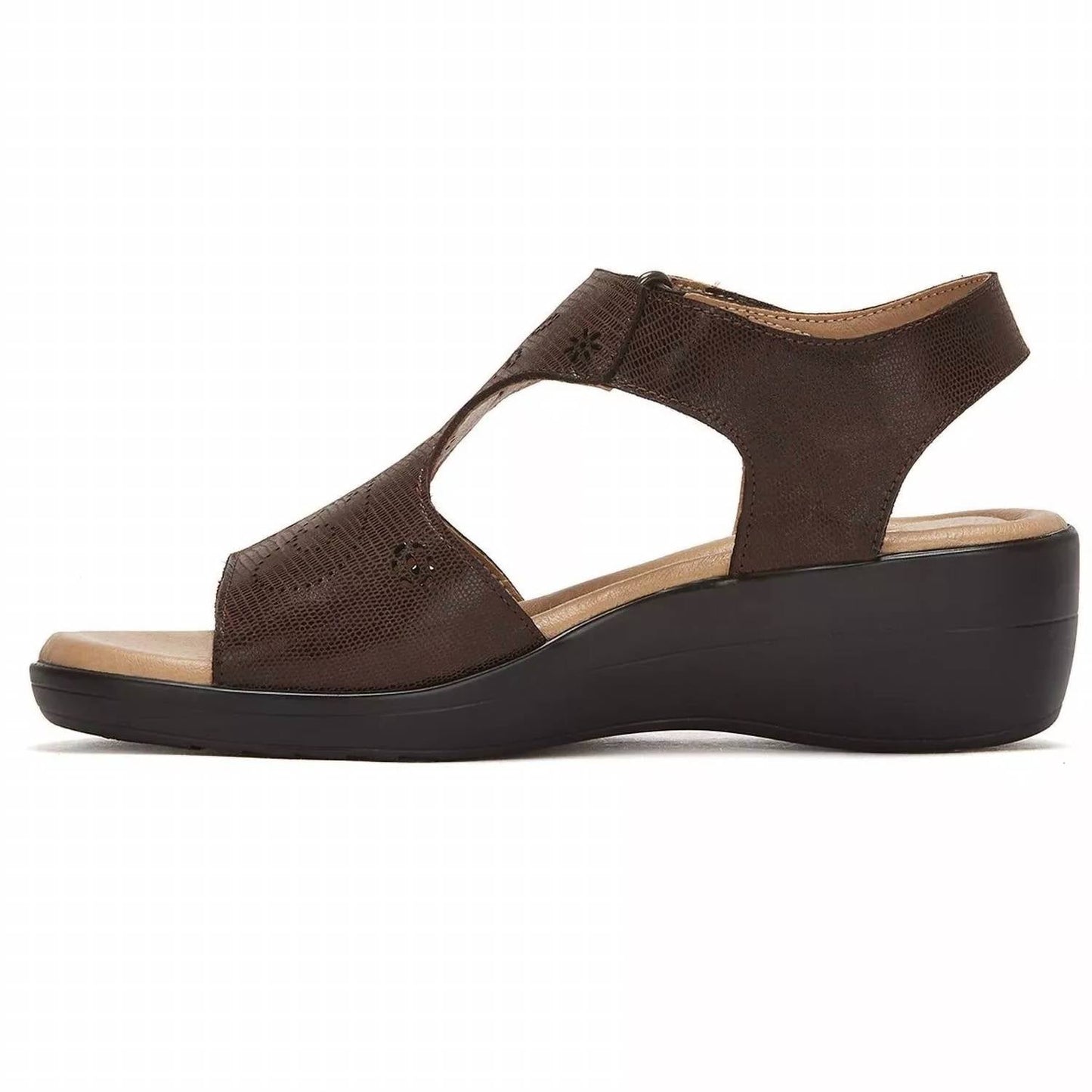 Andrea - Women's Leather Wedge Sandals With Plush Footbed