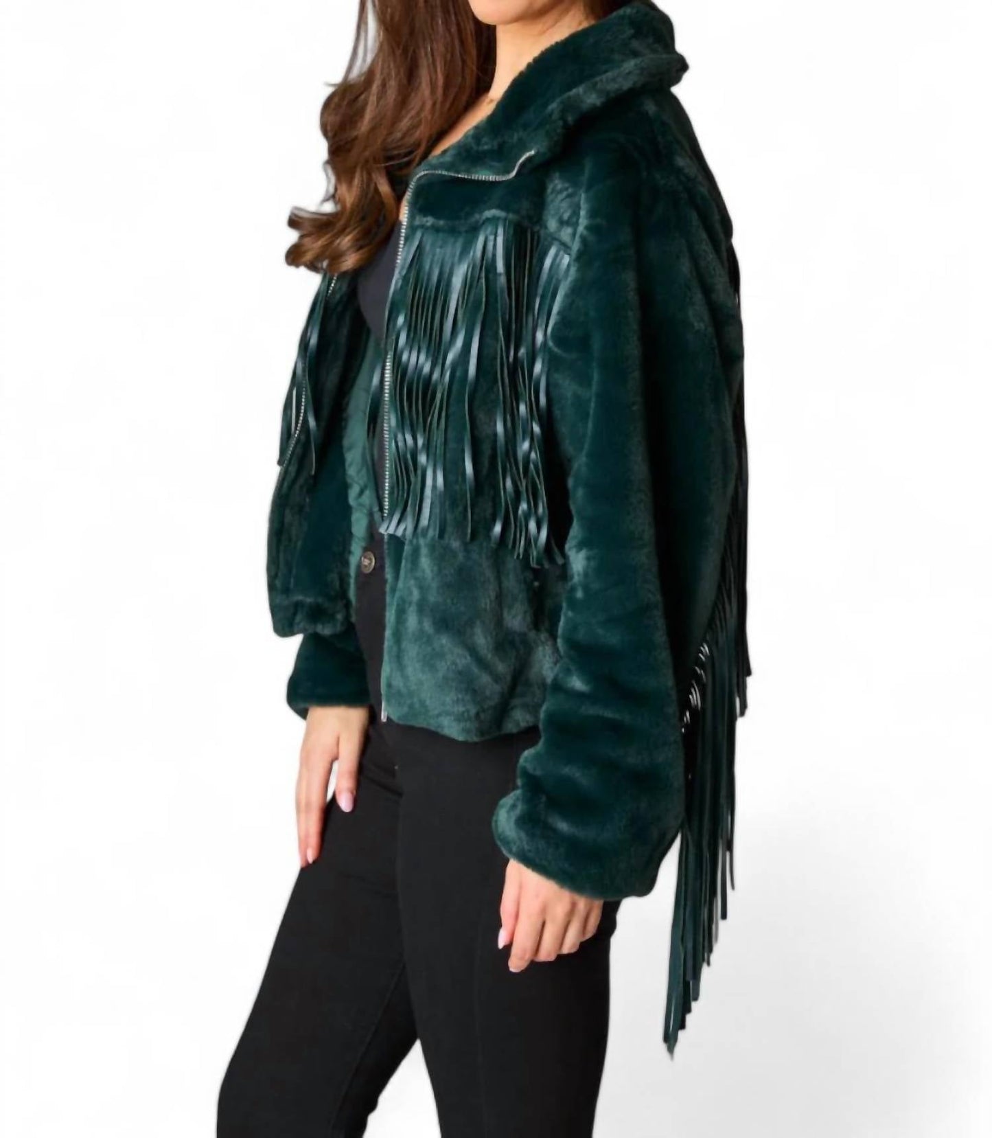 Buddylove - Skylar Fringe Faux Fur Jacket