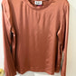B-Yu - Women's Satin Crew Neck Long Sleeve Top
