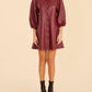 Dolce Cabo - Puff Sleeves Faux Leather Dress