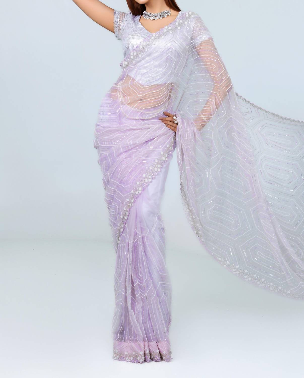 Zaalima Fashion - Organza Saree Sequin Embellished Glam