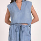 Elan - Chambray Cinch Waist Top
