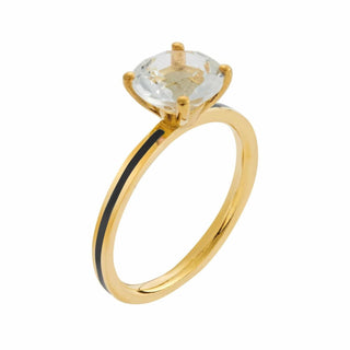 Eye M - Anel fino de esmalte topázio feminino