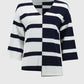 Joseph Ribkoff - Striped Sweater Knit V-neck Pullover