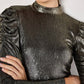 Apricot - Ruched Sleeve Metallic Top