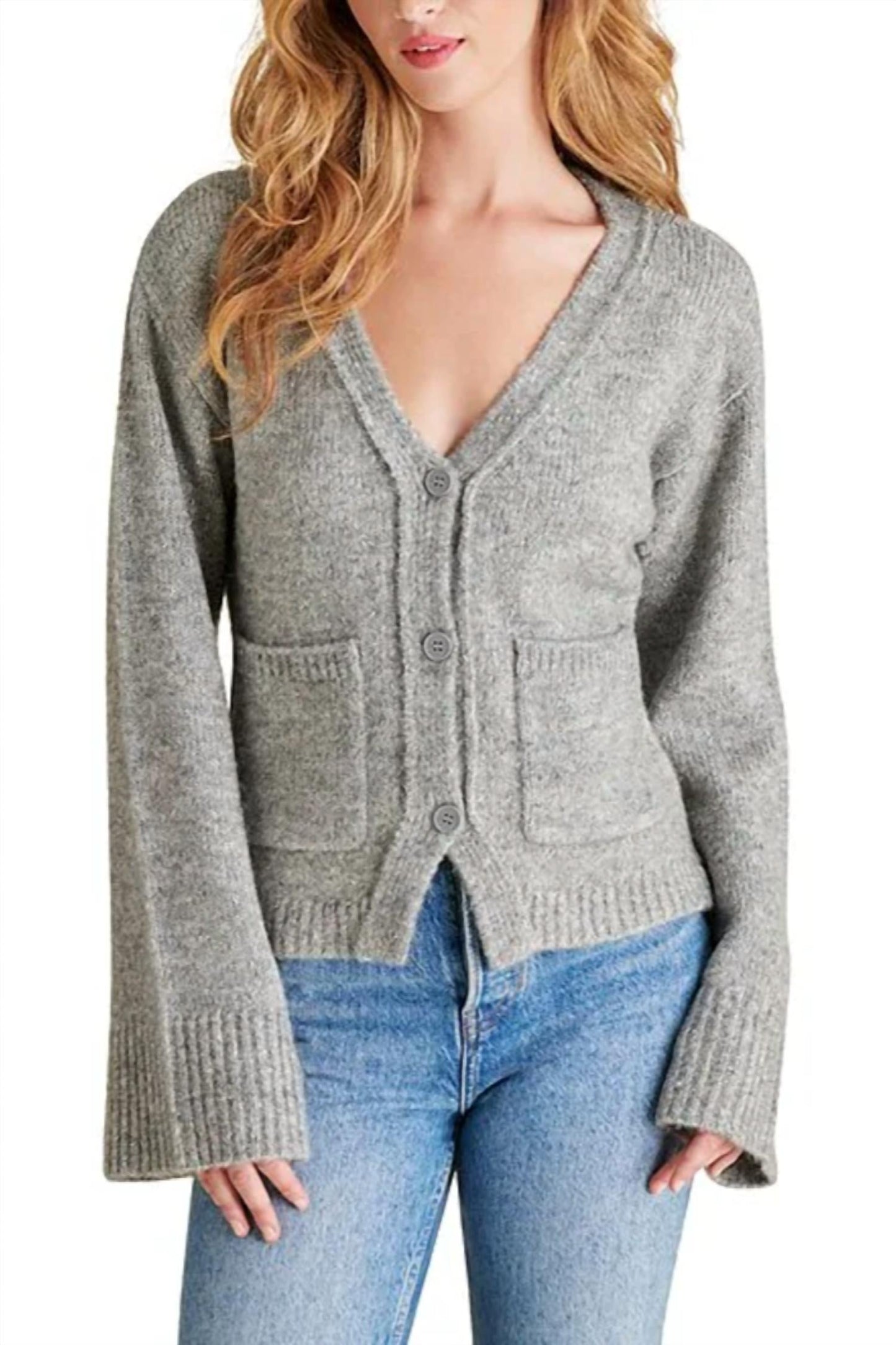 Steve Madden - Odelia V-Neck Long Sleeve Button Down Cardigan
