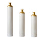 3-Piece Modern Metal Vase Set - White & Gold