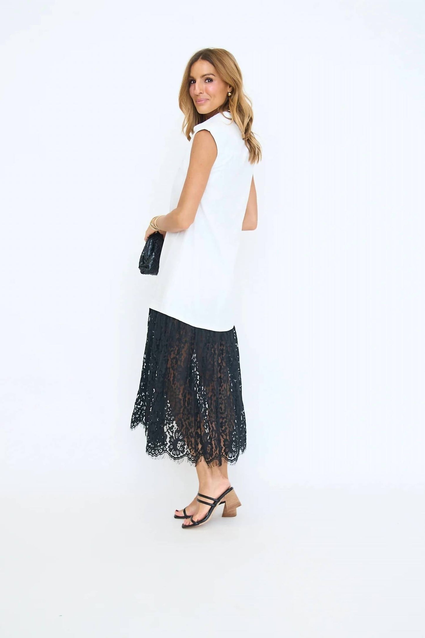 Aureum - Lace Trim Shirt Dress