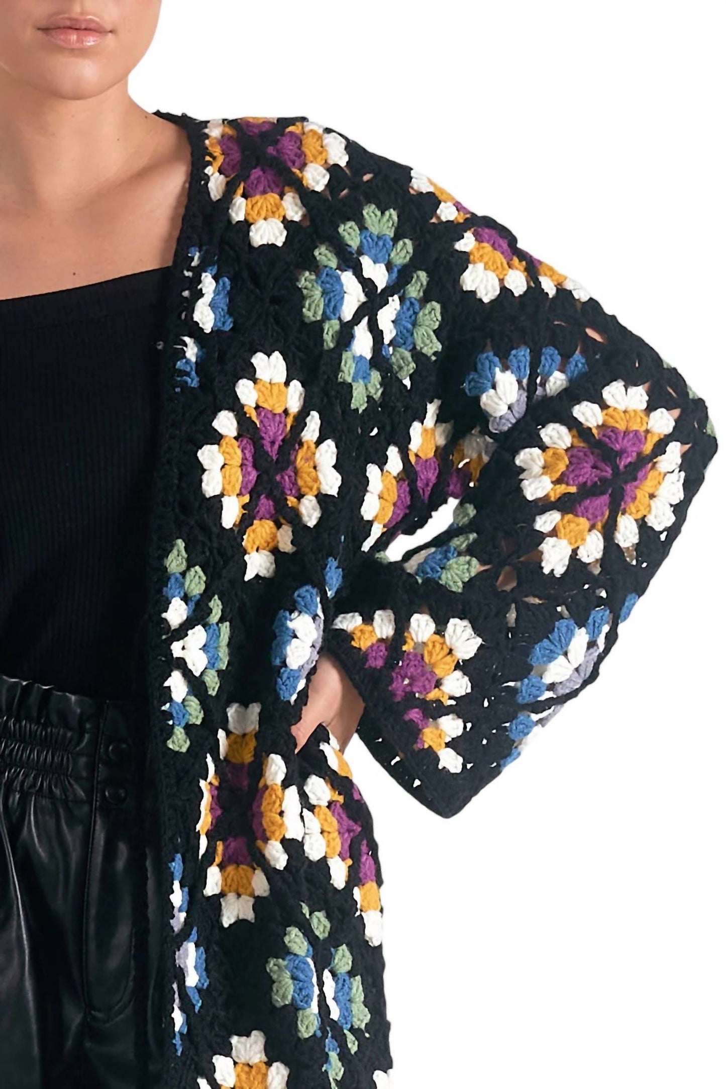 Elan - Valentina Granny Square Sweater Cardigan