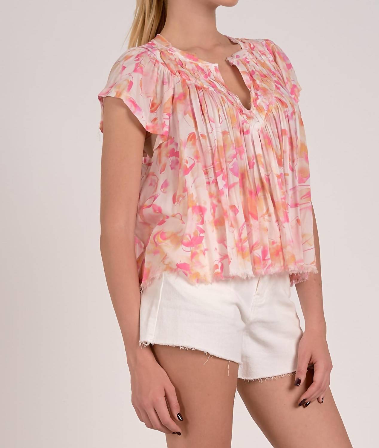 Elan - Floral Ruffle Blouse
