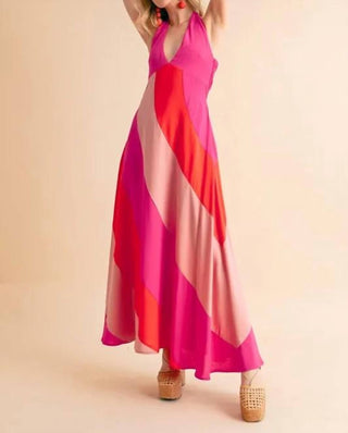 Trendsi - Vestido longo sem mangas Aemi+Co Color Block