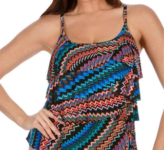 Miraclesuit - Top tankini com decote profundo e camadas