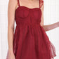 Buddylove - Vixen Wine Bustier Dotted Mini Dress