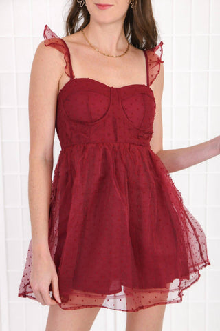 Buddylove - Vestido curto com bustiê e bolinhas Vixen Wine