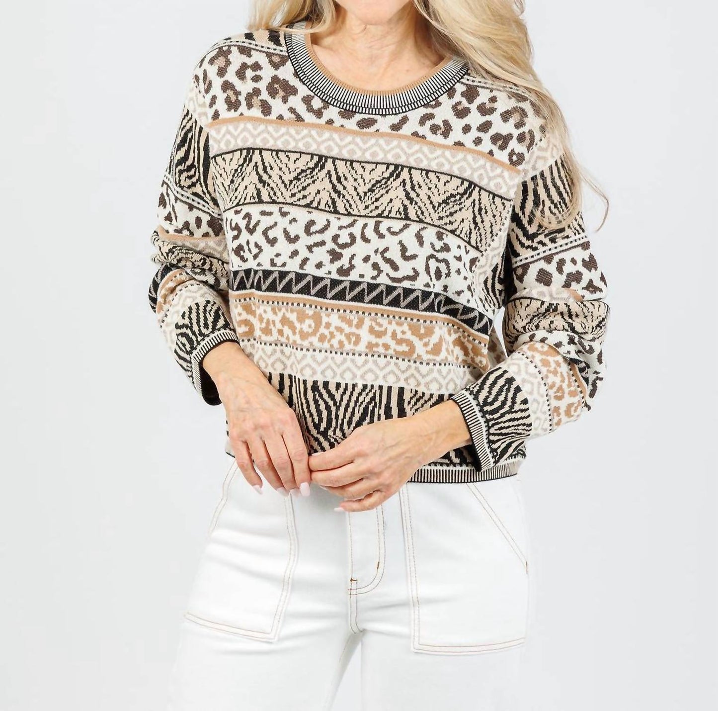 Oui - Women's Animal Print Sweater