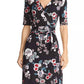 Adrianna Papell - Side Tie Side Floral Faux Wrap Dress
