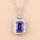 2.56 Carat Genuine Tanzanite and White Diamond 14K White Gold Pendant