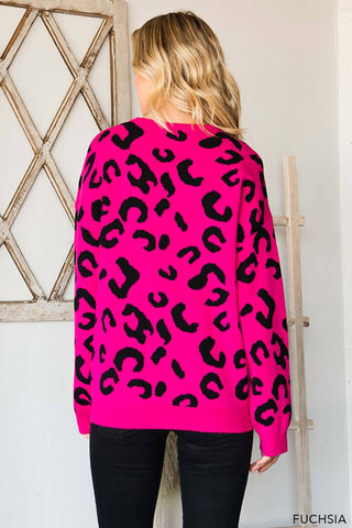 Cotton Bleu - Leopard Long Sleeve Sweater