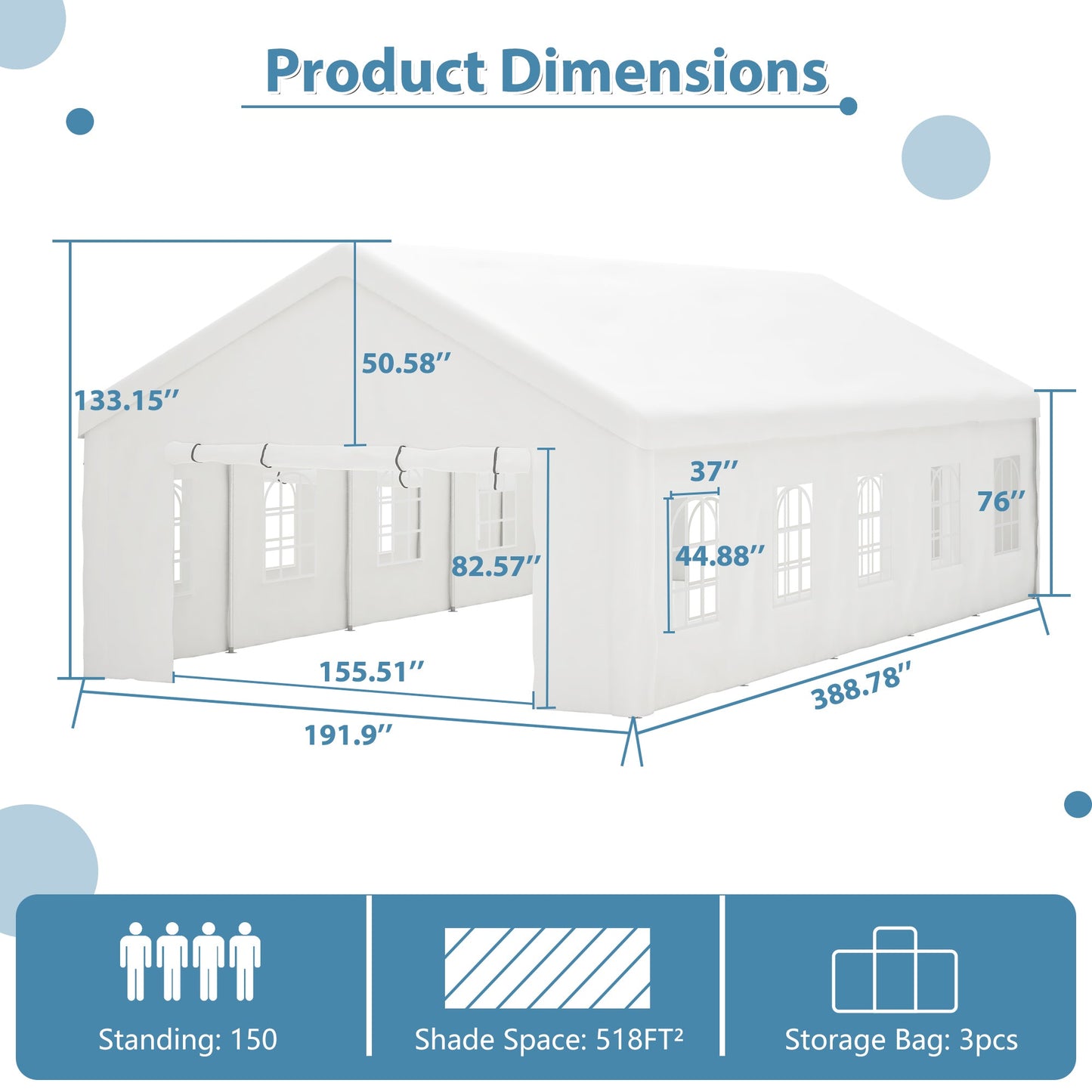 16x32FT Party Tent Heavy Duty Large Wedding Event Shelters