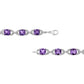 .925 Sterling Silver 7mm Cushion Cut Amethyst Gemstone and Diamond Tennis Link Bracelet (I-J Color, I1-I2 Clarity) - Size 7"