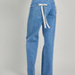 Le Lis - High Waist Straight Leg Bow Detail Denim
