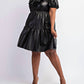The Curve La - Plus Size Faux Leather Tiered Puff Sleeve Short Dress