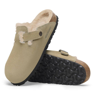 Birkenstock - Tamancos femininos de pele de carneiro Boston