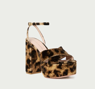 Loeffler Randall - Sandália Plataforma de Veludo Leopardo Loretta