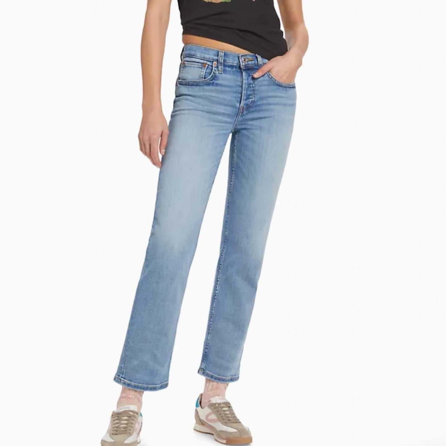 Re/Done - Mid Rise Stove Pipe Jeans