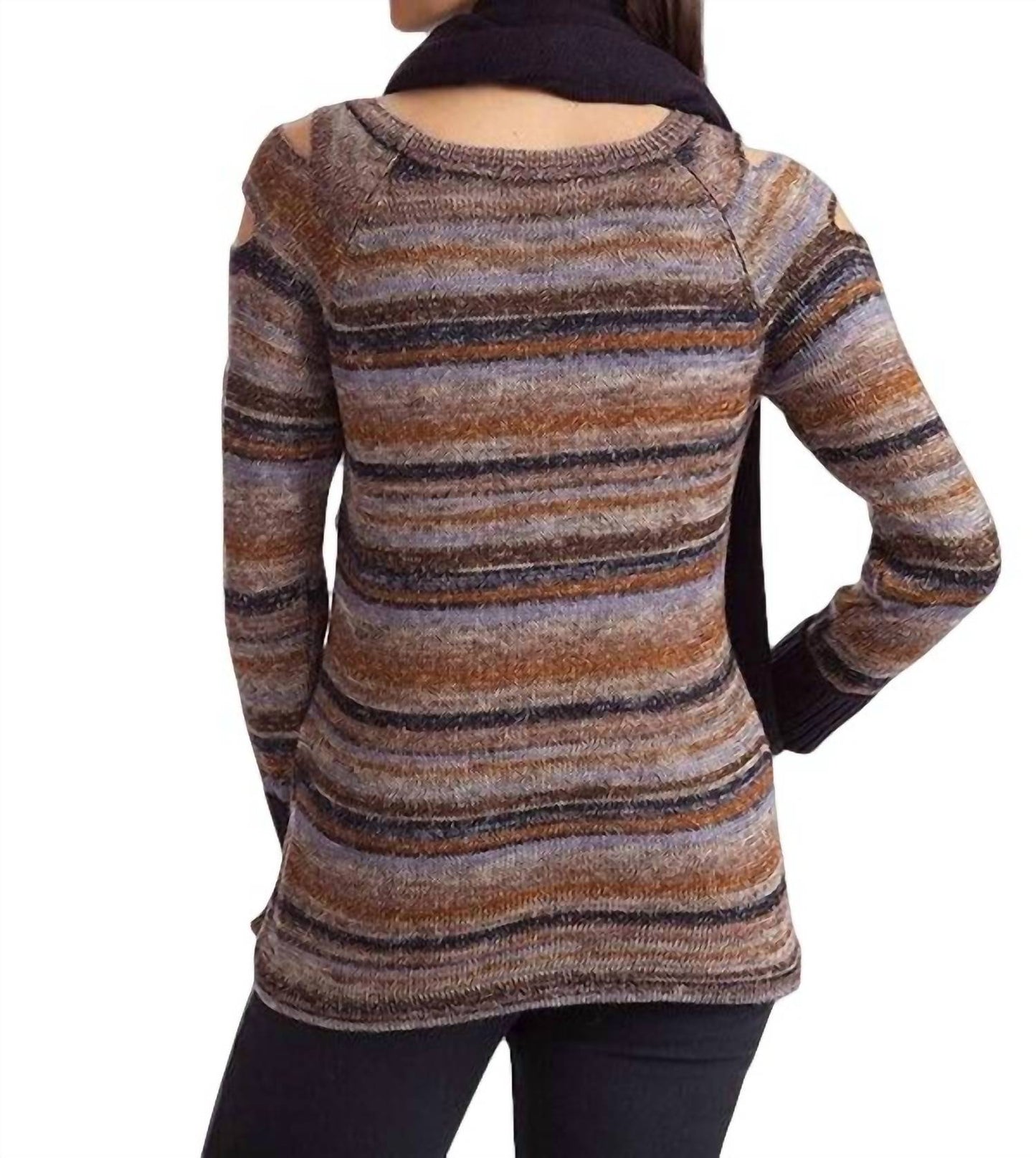 French Kyss - Bethany Striped Sweater W/ Scarf