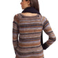 French Kyss - Bethany Striped Sweater W/ Scarf