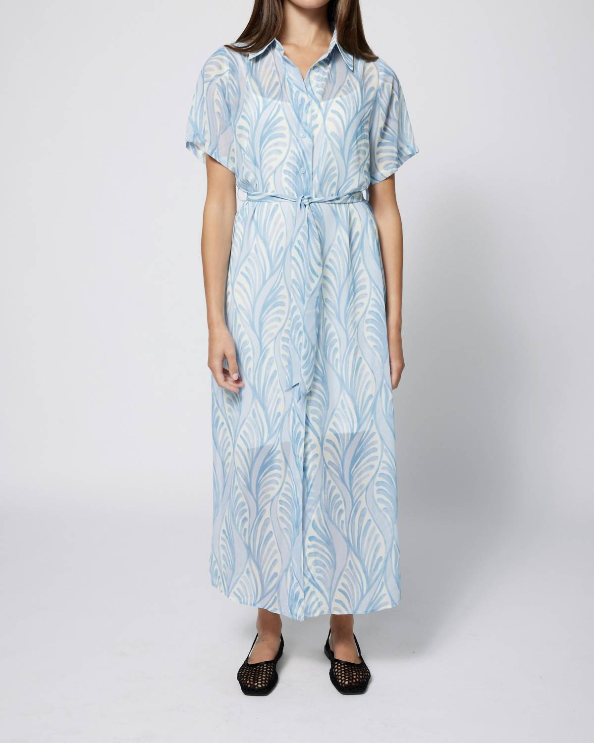 Amanda Maria - Chiffon Beach Print Shirt Dress