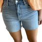 Risen - High Rise Raw Cut Denim Shorts
