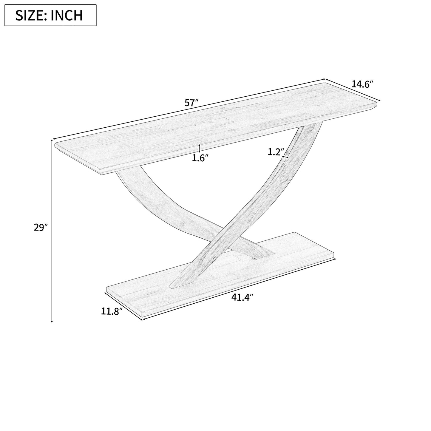 Console Table With Cross Leg Base and Reinforced Support Plate