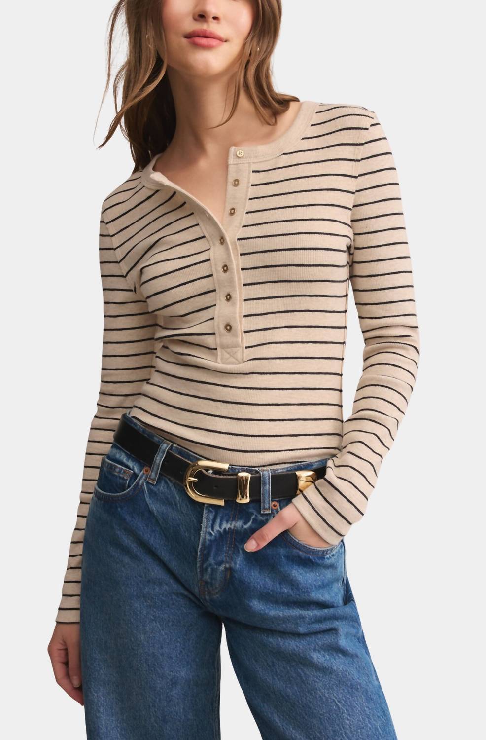 Z Supply - Eve Stripe Henley Long Sleeve Top