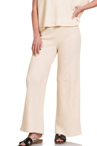 Trendsi - Conjunto de blusa e calça Zenana com mangas dobradas