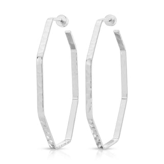 Eklexic - Argolas grandes octogonais marteladas femininas